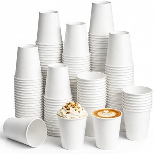 Biotakeware 8 oz Paper Coffee Cups, 300 Pack Bulk White Disposable Paper Cups for Hot & Cold Beverages, Sturdy with Leak-Resistant Lining, Ideal for Office, Party, Home and Travel - Image 1