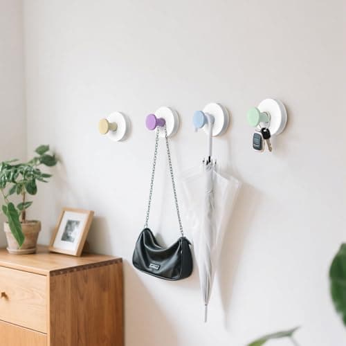 Xikelooy Suction Cup Hooks, Suction Cup Hooks for Shower,Removable Towel Hooks for Bathroom Window Glass Door Wall, Bath Robe Looafh Wreath Hook for Hanging - Thumbnail 5