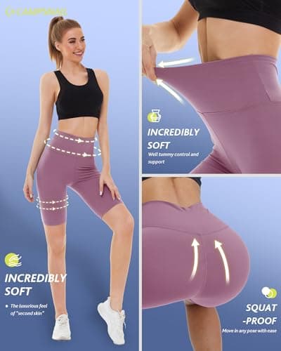 CAMPSNAIL 4 Pack Biker Shorts for Women High Waist - 5"/8" Tummy Control Soft Athletic Yoga Workout Running Gym Shorts - Thumbnail 3