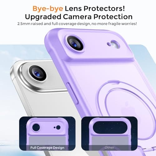 MOCCA Design for iPhone Air Case, Compatible with Magsafe [Premium Invisible Magnetic Ring Stand] [Military Drop Protection] Full Camera Guard Translucent Matte Slim Phone Cover 6.5",Light Purple - Thumbnail 3