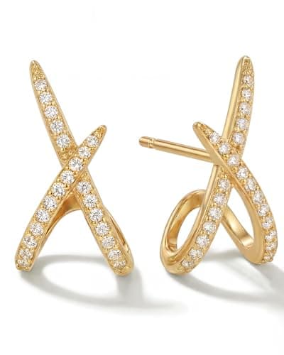 MUMREUES Gold Earrings for Women Trendy 14k Gold Plated X Stud Earrings Hypoallergenic Dainty Simple Minimalist Cubic Zirconia Earrings Jewelry Gifts for Her - Image 1