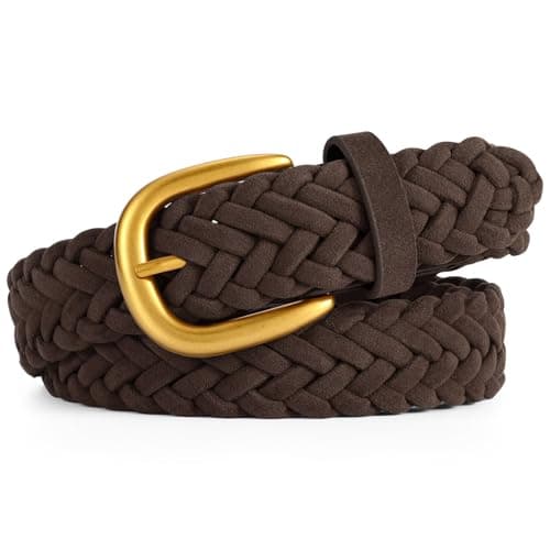XZQTIVE Women’s Braided Suede Belt with No-Hole Adjustable Design – Vintage Woven Leather Waist Belt for Dresses,Jeans and Casual Outfits - Image 1