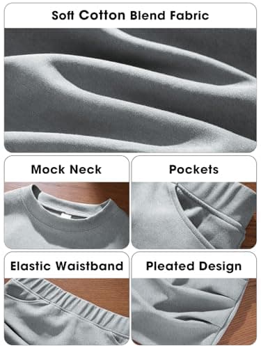 EXLURA Womens Fall Two Piece Skirt Sets Long Sleeve Mock Neck Sweatshirt Skort Matching Set Casual Lounge Tennis Outfits 2025 - Thumbnail 6