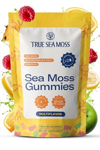 TrueSeaMoss Sea Moss Gummies with Bladderwrack & Burdock Root – Vegan Formula for Adults & Kids – Fruity Flavor – 60 Gummies (Pouch May Vary) - Image 1