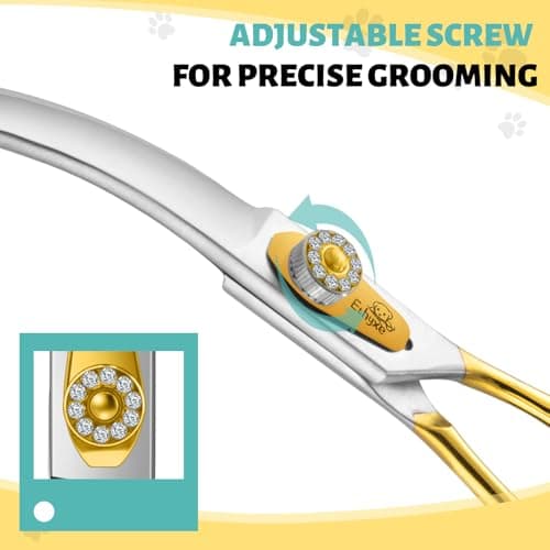 Ethyxe 7 Inch Curved Dog Grooming Scissors Made Of 440C Stainless Steel Professional Downward Curved Pet Face Trimming Shears with Jewelled Screw, Sharp & Comfortable for Groomers - Thumbnail 3
