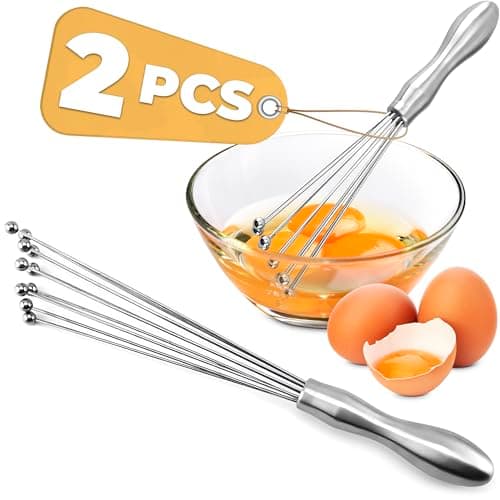 2Pcs Ball Whisk Set — Stainless Steel Whisk Set with Comfortable Ergonomic Handle | Excellent for Eggs, 10 Ball Head, Easy to Clean — Compact 12” & 10” for Versatile Stirring - Image 1