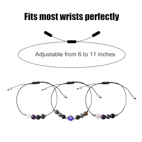 PNNY AMDA Protection Bracelets for Women: Black Obsidian Tourmaline Hematite Evil Eye Beaded Bracelets – Anxiety Bracelet for Women Men Courage Gifts (Empath protection) SL-LY-FZHUHE - Thumbnail 2