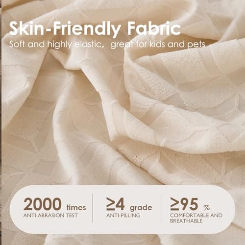 Couch Cushion Covers Waterproof, Stretch Sectional Couch Covers L Shape, Sofa Cushion Covers Washable, Non Slip Magic Sofa Covers, Sofa Slipcovers with Elastic Bottom, Pet-Friendly (1 Backrest Cover) - Thumbnail 3