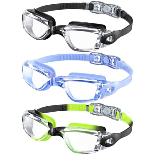 NSSIW Swim-Goggles-for-Kids 6-14 Kids Swimming-Goggles: Anti Fog with UV400 and No Leak Ultra-wide Field of View 3 Pack - Image 1