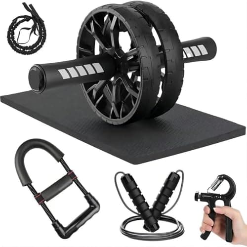 Ab Roller Wheel, Abdominal Wheel for Abdominal Exercise Machine, Arespark Home Gym Equipment for Core Workout, No Noise Ab Roller Exercise Equipment with Knee Mat and Foam Handle (7-black)