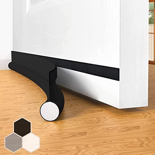 Door Draft Stopper Bottom One Sided Door Draft Blockers，37" Cutable Under Door Draft Blocker Insulator Door Sweep Weather Stripping Soundproof，Fits for Interior／Exterior Doors，1 Pack,Black - Image 1
