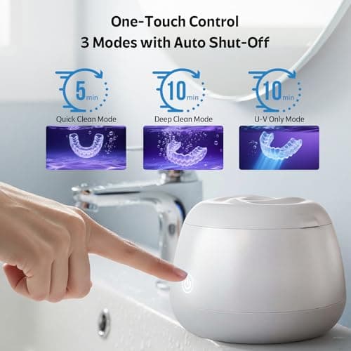 Ultrasonic Retainer Cleaner Machine 48kHz Denture and Aligner Cleaning Pod for Mouth Guards Night Guards Dental Trays Braces Toothbrushes Jewelry with 200ML Capacity (Pink) - Thumbnail 5