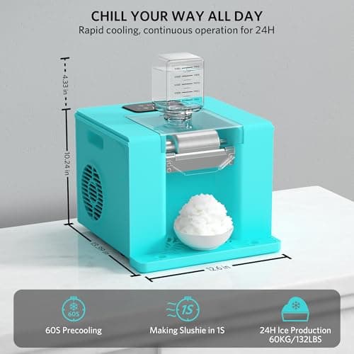 Shaved Ice & Slushie Machine No Ice Needed, Sugar Free Slushy Machine, 60S Making Shaved Ice, Slushie, Margaritas, Auto Clean, LED Display, 280W Frozen Drink Maker for Home, Party, Outdoor Use - Thumbnail 4