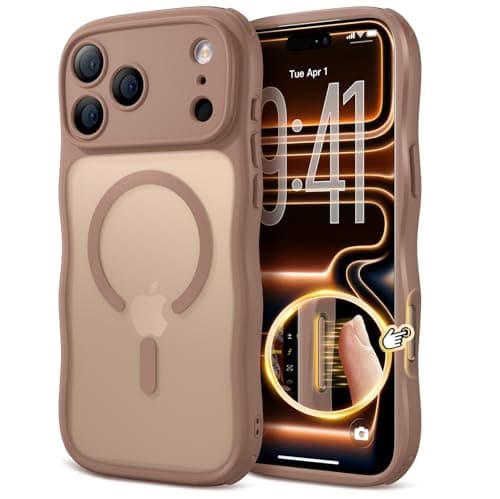 XWZ for iPhone 17 Pro Case for Women Girls,【Compatible with MagSafe】,【Camera Control】,【Full Camera Protection】, Cute Wave Magnetic Phone Case for iPhone 17 Pro,Brown - Image 1