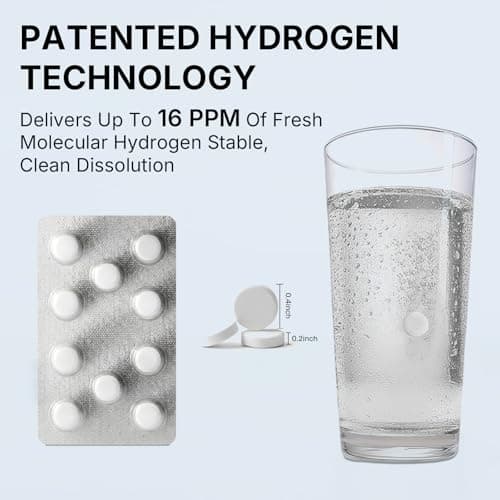 Molecular Hydrogen (H2) Tablets with 120mg Magnesium – 16 PPM Hydrogen Water Tablets for Water, Advanced Hydrogen Technology, Antioxidant Support for Cellular Health & Recovery丨Unflavored, 30 Tablets - Thumbnail 6