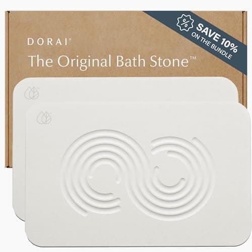 Dorai Home Bath Stone Mat 23.6"x15.4"| Luxury Diatomite Stone Bath Mat |Quickly Removes Water | Non-Slip, Quick-Dry Bath Mat for Bathroom | Zen Sandstone - 2 Pack - Image 1