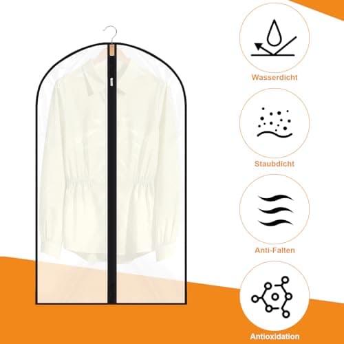 12 Pack Garment Bags 60 * 100cm, 40in PEVA Translucent Garment Covers, Suit Storage Bags, Dress Organizer Bags Used To Protect Shirts, Winter Coats, Jackets - Thumbnail 4