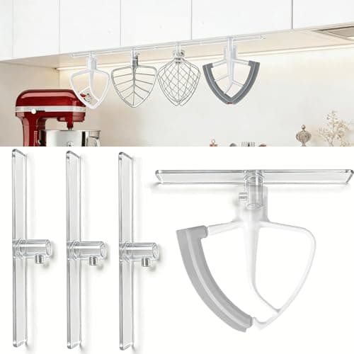 Mixer Attachment Holder for Kitchen Aid Accessories and Attachments - 4 Pack Storage Organizer Fits for KitchenAid Dough Hook Paddle Whisk Attachment Hanging Hanger (Clear Plastic) - Image 1