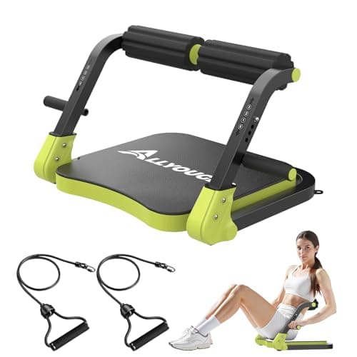 ALLYOUGER Ab Machine,Sit Up Exercise Equipment& Core Machine, Ab Workout Equipment,Adjustable Ab Trainer with 3 Resistance Levels,Home Gym Fitness Equipment for All Ages Green - Image 1