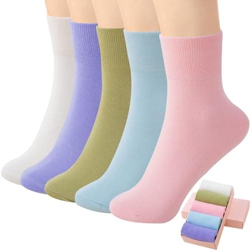 HUGSWEET Thin Soft Cotton Crew Socks for Women Ankle above Bootie Socks Gifts for Women 5-10 Pairs - Image 1