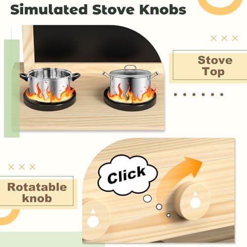 Cedar Wood Outdoor Play Kitchen for Kids, Mud Kitchen with Water Faucet, Dual-Sided Chalkboard, Storage Shelves, Cups, Removable Sink, and Pretend Stove – Backyard Toddler Playset for Boys and Girls - Thumbnail 4