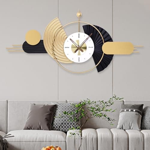 AXAORIRA 39x18 Inch Modern Decorative Wall Clock Battery Operated, Unique Silent Non-Ticking Large Clocks for Living Room, Kitchen, Bedroom, Office – Abstract Design Timepiece - Thumbnail 4