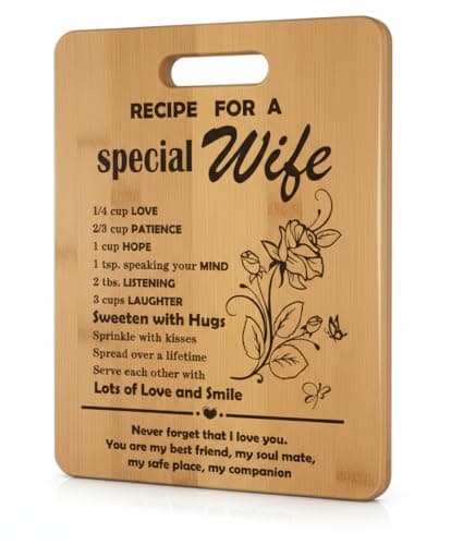 Gifts for Wife Birthday Gift Ideas, Recipe Cutting Board for Wife, Best Gifts for Christmas, Birthday Day, Valentines Day Gift Bamboo Cutting Board Kitchen Decor - Image 1
