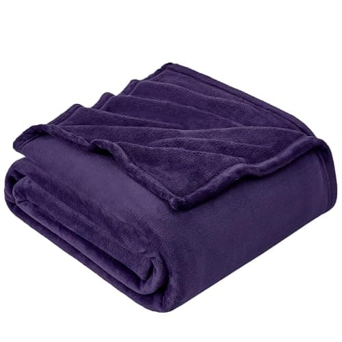 Hansleep Fleece Queen Blanket for Bed Fleece Purple, Queen Size Super Soft Flannel Fuzzy Plush Cozy Blanket for All Seasons, Purple, Queen 90x90 Inches - Image 1