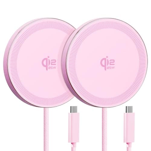 25W Wireless Charger for MagSafe, Qi2.2 Magnetic Fast Charging Pad for iPhone 17/16/15/14/13/12 Series & AirPods, Strong Magnet, Thin & Portable Wireless Charger for Travel Home Office (Pink, 2Pack) - Image 1