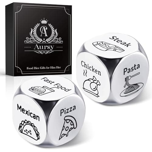 Aursy Easter Basket Stuffers Gifts for Him Her Kids, 2PCS Food Dice, Gifts for Men Women Men Kids Adults, Birthday Gifts for Him Mens Gifts, Couple Wedding Easter Father Day - Image 1