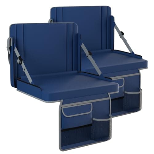 Stadium Seats with Back Support 2PACKS Adjustable Bleacher Chairs with Back and Cushion Bleacher Seat with Cup Holder, Carry Handle & Shoulder Strap for Outdoor Sports Events, Picnics,Large Navy - Image 1