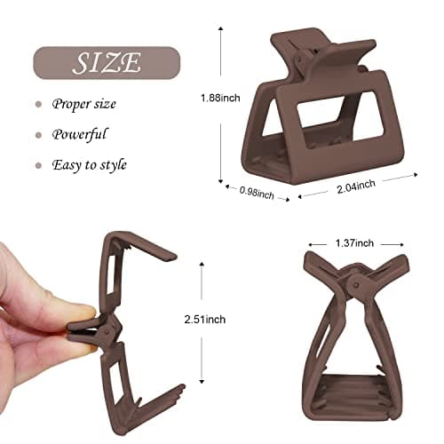 HFLYJPYW 8 Pack Small Claw Clips for Women Girls Double Row Teeth Medium Hair Clips Matte Claw Clips for Thin Hair No Slip Hair Clips for Short Hair Accessories (Dark Series) - Thumbnail 2