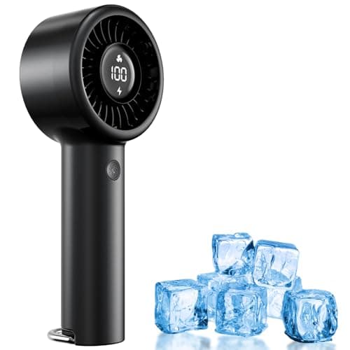 Portable Mini Handheld Fan Turbo, USB Rechargeable Electric High Speed Personal Hand Held Fan, 5 Speeds, LED Display, Battery Operated, Lightweight Small Size, Gift for Womens, Mens, Makeup, Travel - Image 1