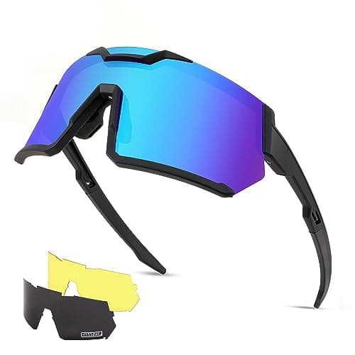 FEISEDY Men Women Cycling Sunglasses, with 3 Interchangeable Lenses, TR90 Sports Glasses Baseball for Youth Teens B4138 - Image 1