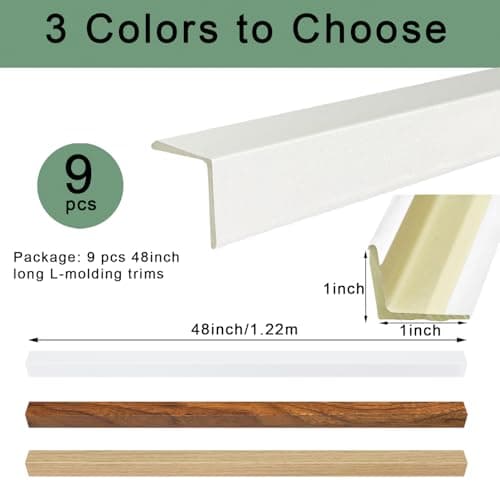 9Pcs 48" Wall Corner Protector,Pre-Cut Wall Corner Protector Guard Protection,Wood Grain Corner Trim for Door,Window Frames,Wooden Wall Edges(9Pcs-White) - Thumbnail 2