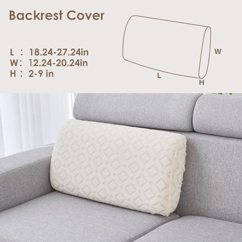 Couch Cushion Covers Waterproof, Stretch Sectional Couch Covers L Shape, Sofa Cushion Covers Washable, Non Slip Magic Sofa Covers, Sofa Slipcovers with Elastic Bottom, Pet-Friendly (1 Backrest Cover) - Thumbnail 5