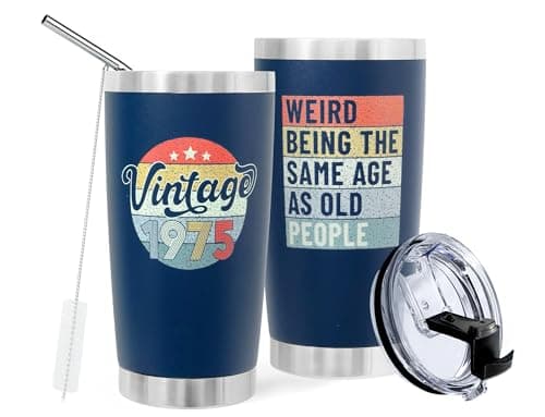 DLOCCOLD 50th Birthday Gifts For Men Tumbler 20oz - 1975 50th Cool Birthday Gift for Him 50 Year Old Men, Dad, Husband, grandpa - Present Turning 50 Year Old, Birthday Decorations Vintage 1975 Tumbler - Image 1