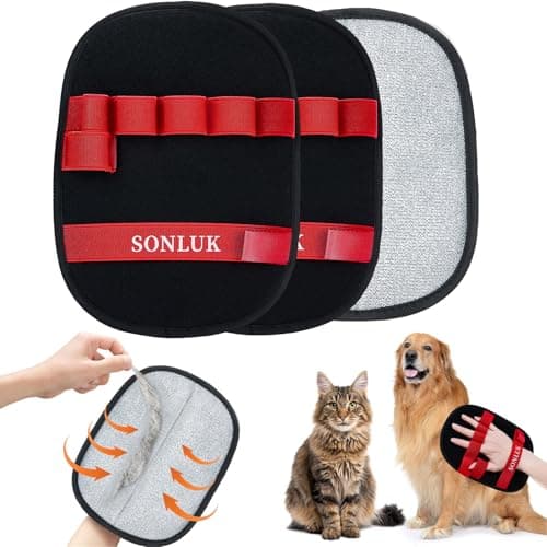 sonluk 2PCS Pet Hair Removal Glove for Dogs&Cats,Upgraded 5-Finger Electrostatic Magic Brush Reusable Pet Hair Remover Glove for Laundry,Carpets,Sofa Gaps and Car Seats(Red) - Image 1