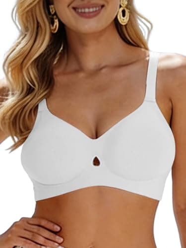 COCOMARTS Jelly Bras for Women No Underwire Seamless Push Up Bra Full Support Comfort Bralettes Wireless Plunge Everyday Bra White Medium - Image 1