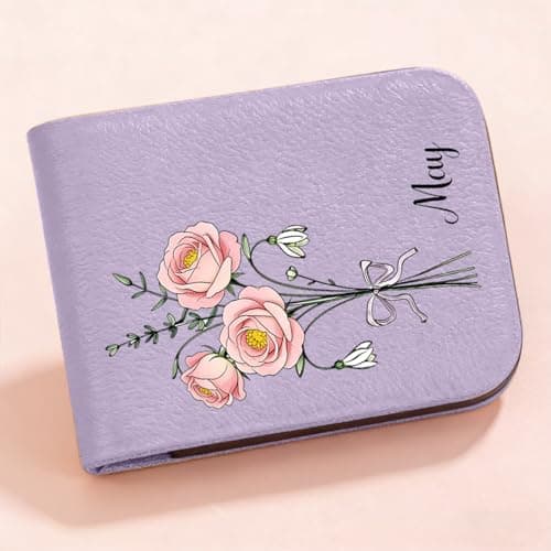 Graduation Gift Personalized Leather Magnetic Bookmark with Birth Flower & Custom Name - Handmade PU Leather Bookmark Clip for Readers, Unique Graduation Gift for Women & Men (1 Pack) - Thumbnail 2