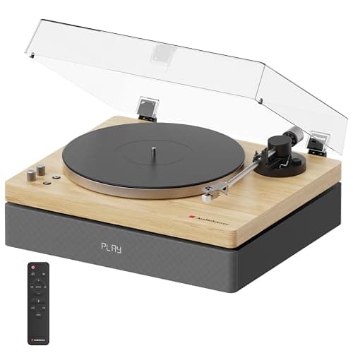 AudioSource Vinyl Record Player, All-in-one Turntable with 2.1 Channel Built-in Speaker, Bluetooth 5.4, 120W, Built-in Subwoofer, High Fidelity 2-Speed Belt Drive, Patented Isolation System, AT33