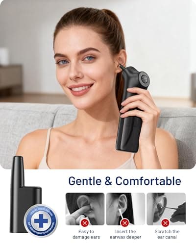 KAUGIC Smart Visual Ear Wax Removal with 1080P Camera - FSA HSA Eligible - Electric Ear Cleaner Kit with 4 Modes - 10 Ear Tips - Ear Irrigation&Flushing Kits for Adults - Thumbnail 5