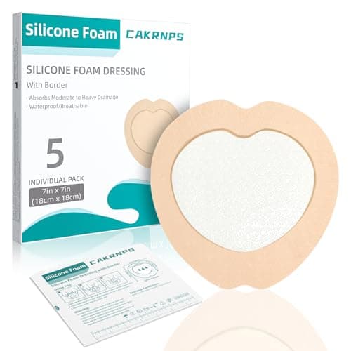Sacrum Silicone Foam Dressing with Adhesive Border 7"x7", 5 Packs, Highly Absorbent, Breathable Waterproof Sacral Bandage Pad for Bed Sore, Pressure Ulcer Wound Dressing, FSA HSA Eligible - Image 1