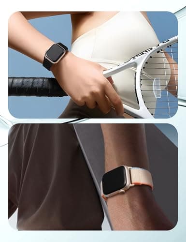 Crodi 2 Packs Nylon Loop Sport Bands Compatible with Apple Watch Band 38/40/41/42mm Women Men, Strong Magnetic Adjustable Straps for iWatch Series 11 10 9 8 7 6 5 4 SE/Ultra 3 2 1, Black&Starlight - Thumbnail 6