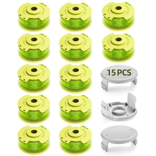 YWTESCH String Trimmer Refill for Ryobi One Plus+ AC80RL3,11 FT/0.080-Inch Weed Eater String Compatible with Ryobi Weed Wacker 18v, 24v, and 40v Trimmers (12 Trimmer Line & 3 Trimmer Cap) - Image 1