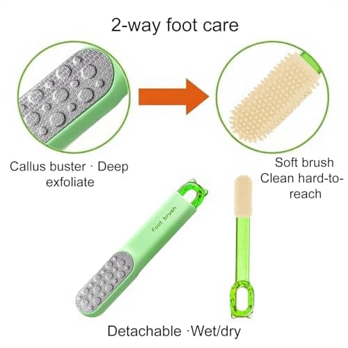 Foot File 2-in-1 Pedicure Scrubber Tool - Stainless Steel Dual-Sided & Callus Remover, Durable Easy-to-Clean Rasp for Hard Dead Skin, Corn Removal & Soft Feet, Dry & Wet Use (Green) - Thumbnail 2
