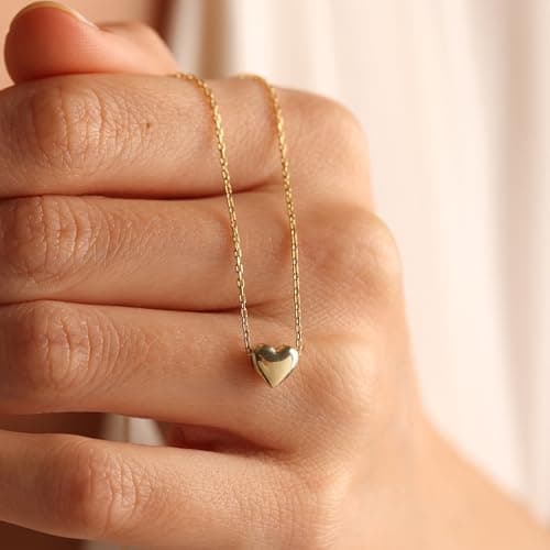 BAYLAY Heart Necklaces for Women Girls, 18K Gold Plated Cute Tiny Heart Necklace Dainty Gold Necklace for Women Teen Gold Jewelry Valentines Mothers Gifts for Her Mom Grandma Wife - Thumbnail 4