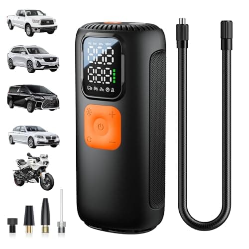 Tire Inflator Portable Air Compressor, 160 PSI Fast Inflation with 22 Cylinder Motor, Cordless Tire Pump with Digital Pressure Gauge, Auto Shut-Off, Air Pump for Car, SUV, Motorcycle, Bicycle, Black
