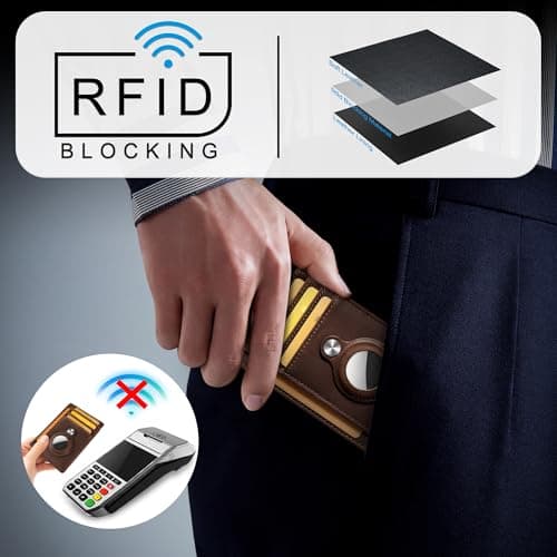 Hawanik Slim Minimalist Front Pocket Air Tag Wallet, RFID Blocking Card Holder Wallet with Airtag Holder - Thumbnail 4