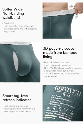 GOOTUCH Boxer Briefs For Men, Moisture Wicking Odor Control Cotton Men Underwear Pack, Support 3D Pouch No Ride-Up (2 Black/ 2 Dark Gray,XXL) - Thumbnail 6